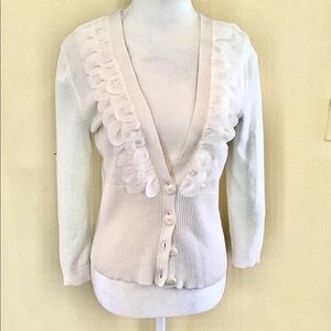 NINE WEST IVORY CARDIGAN WITH PETAL EMBELLISHMENT